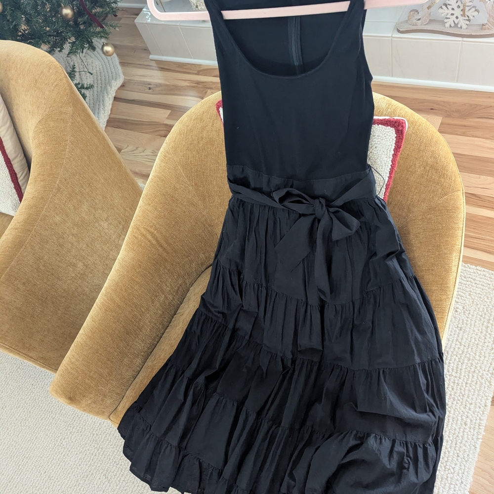 PAIGE Black Tiered Midi Dress